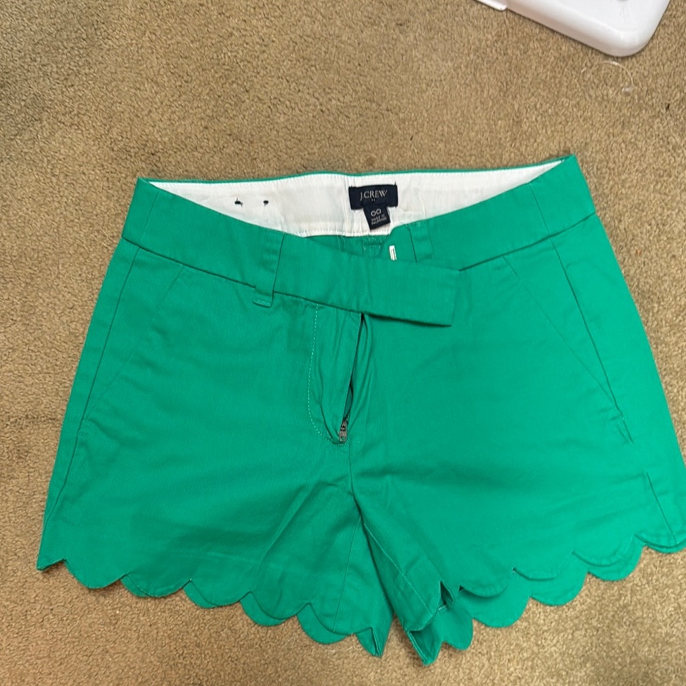 J. Crew Women's Green Scalloped Shorts